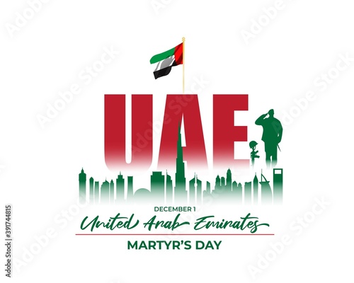United Arab Emirate's Martyr's Day, vector illustration, 1 December, with flag on patriotic background 