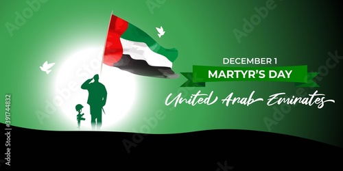 United Arab Emirate's Martyr's Day, vector illustration, 1 December, with flag on patriotic background 