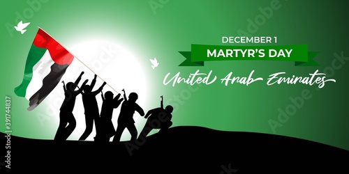 United Arab Emirate's Martyr's Day, vector illustration, 1 December, with flag on patriotic background 