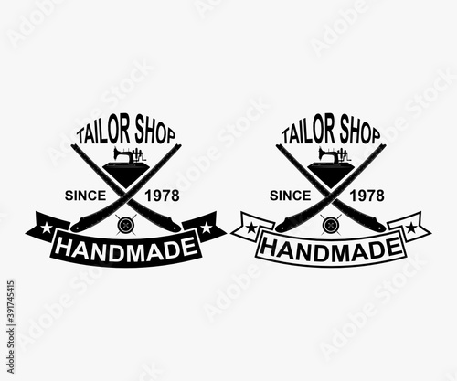 vintage sewing typography  Design. tailor shop since 1978 handmade. Vector illustration Concept for shirt, print, stamp label, or tee. Vintage typography design with sewing tools.