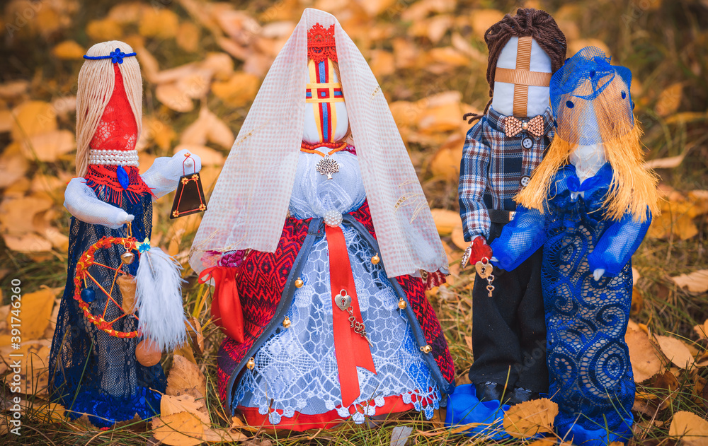 Naklejka premium Slavic magic dolls, handmade magic toys, wish doll