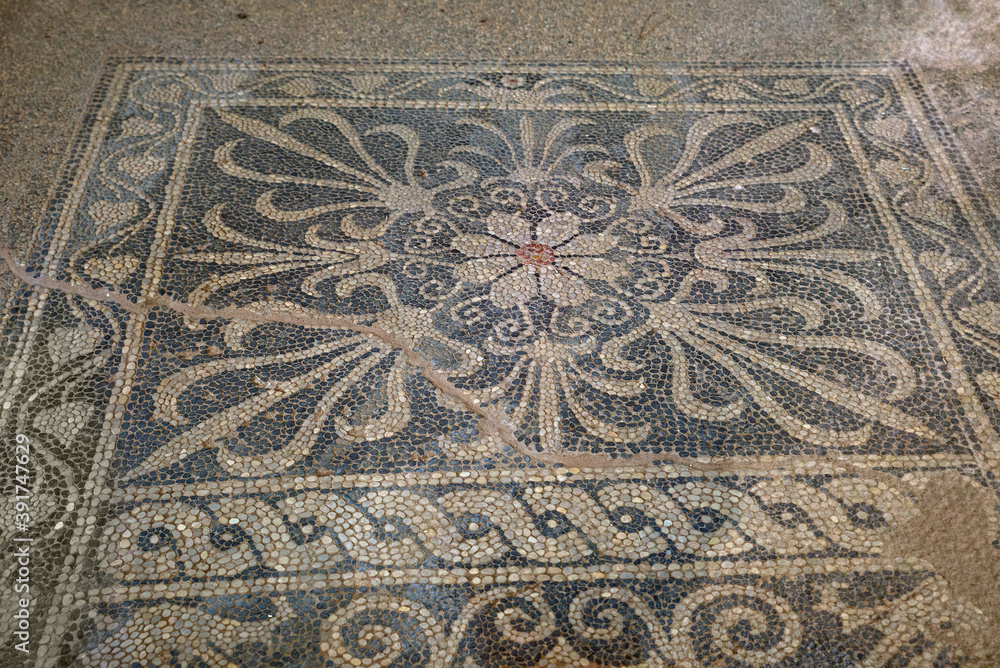 The House of the mosaics.The ancient city of Eretria, Euboea, Greece.