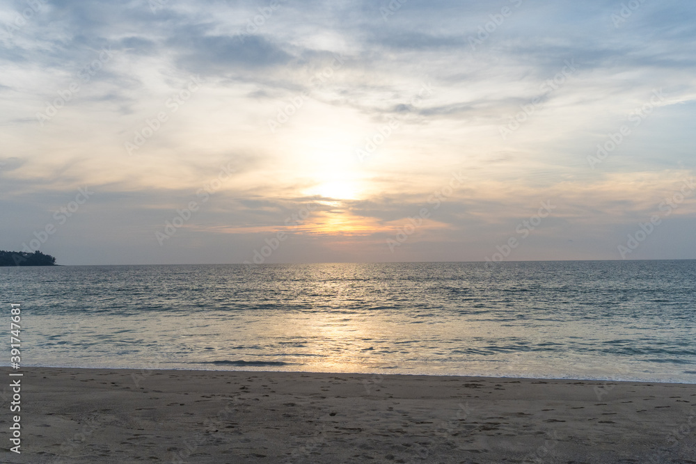 Sunset view above the sea and Phuket island. Summer vacation. Ocean. Nature. Sunset view above the sea and Phuket island. Summer vacation. Ocean. Nature.