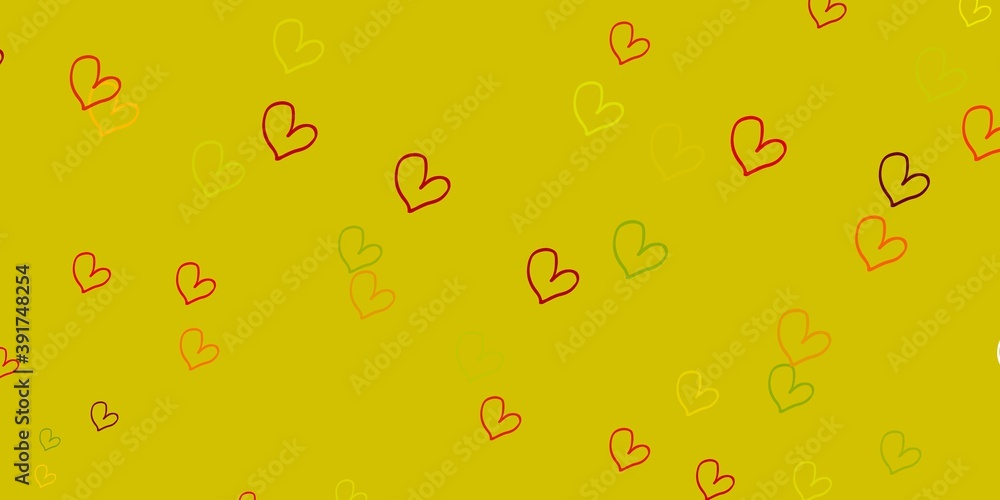 Light Green, Red vector background with hearts. Light Green, Red vector background with hearts.