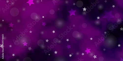 Light Purple, Pink vector texture with circles, stars.