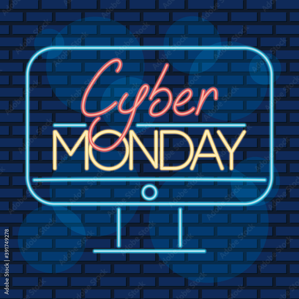 cyber monday neon label in desktop cyber monday neon label in desktop