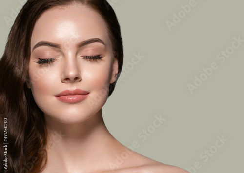 Beautiful healthy skin woman natural make up 