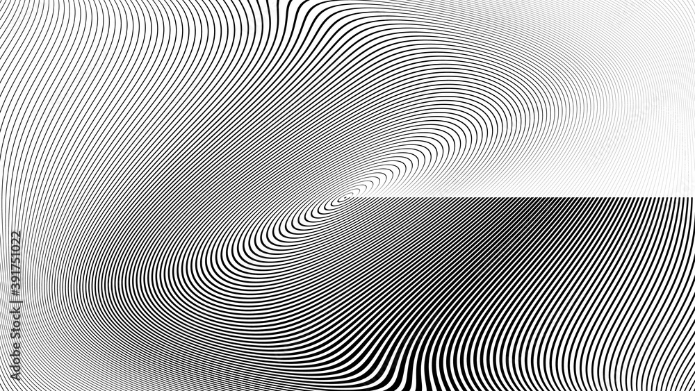Abstract warped Striped Background . Vector curved twisted slanting, waved lines texture
