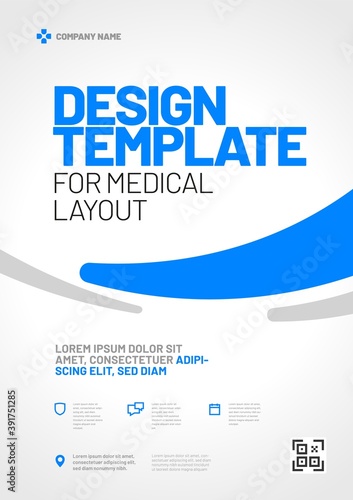 Design template with header for medical layout. Vector design A4 size for poster, flyer or banner.