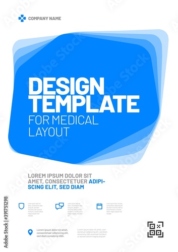 Design template with framed header for medical layout. Vector design A4 size for poster, flyer or banner.