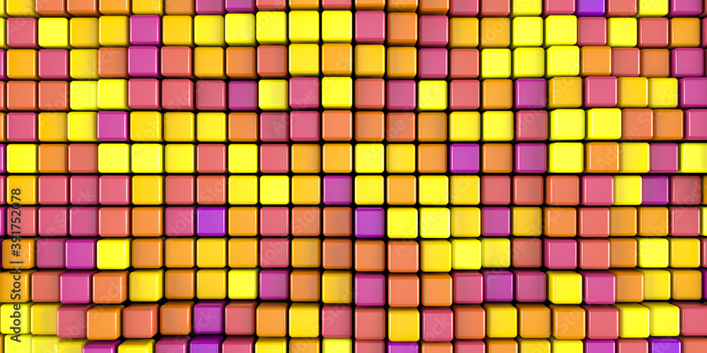 Fototapeta premium Abstract background of many colored cubes. Geometric structure. 3D-visualization