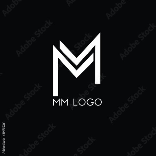 Creative Professional Trendy and Minimal Letter MM Logo Design in Black and White Color, Initial Based Alphabet Icon Logo in Editable Vector Format
