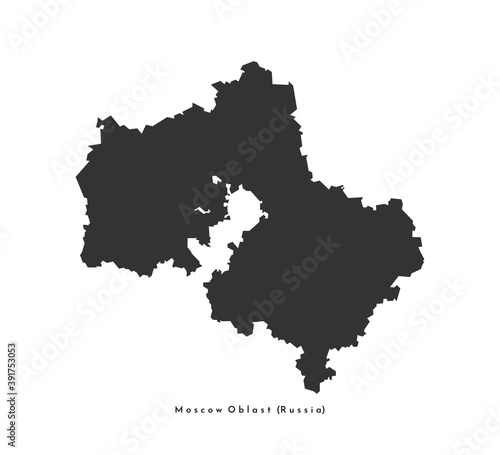 Vector isolated simplified illustration icon with dark grey silhouette of Moscow oblast map (federal subject of Russia). White background