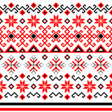 Bulgarian balkan national folklore embroidery style red, white and black ornamental seamless pattern