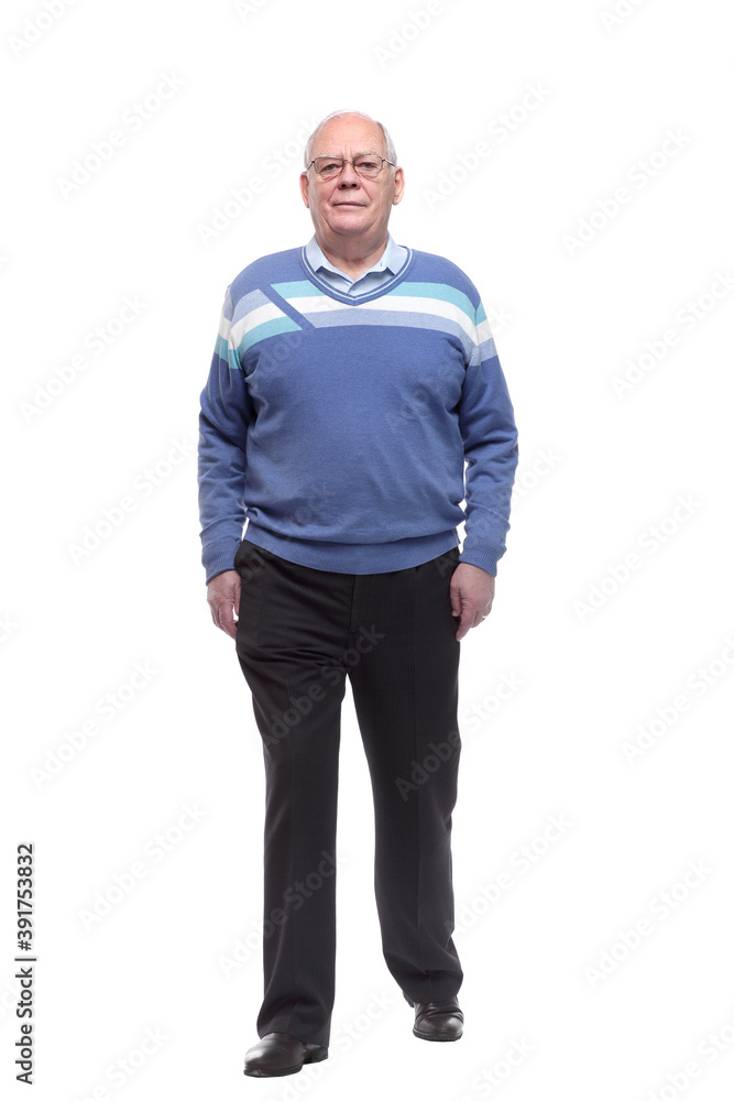 in full growth. confident elderly man stepping forward in full growth. confident elderly man stepping forward