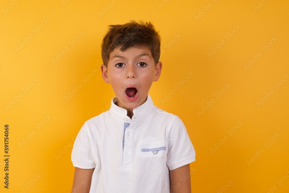 Emotional attractive Young handsome Caucasian little boy standing ...