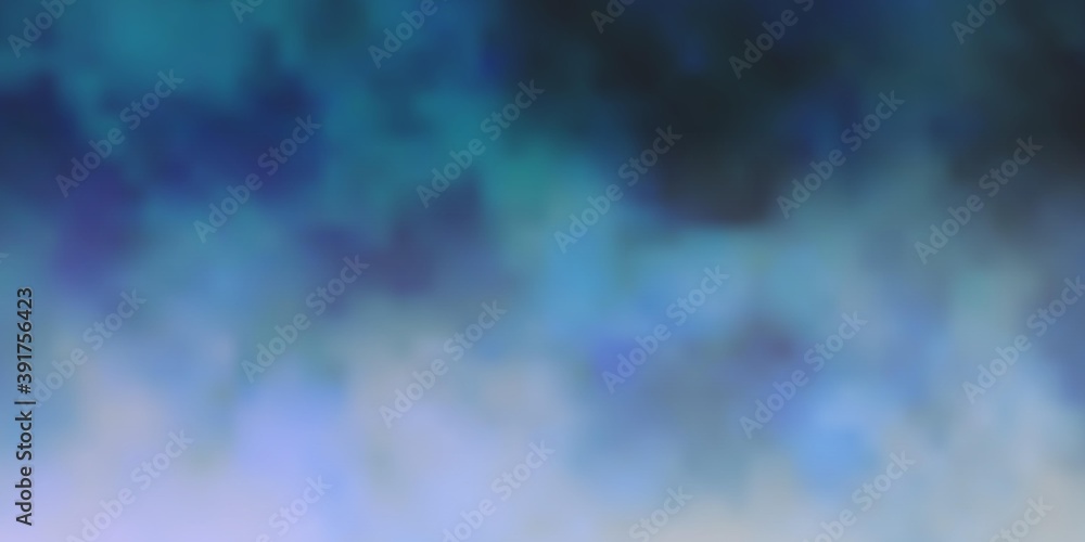 Dark BLUE vector background with clouds.