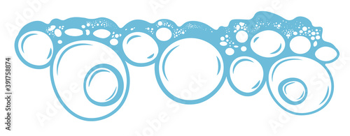 Bubbly water, foam with bubbles and soap suds