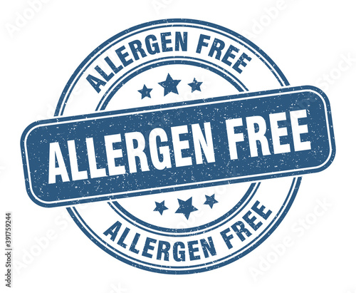 allergen free stamp. allergen free label. round grunge sign