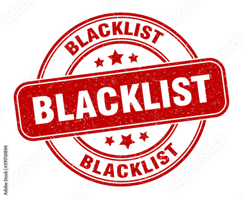 blacklist stamp. blacklist label. round grunge sign