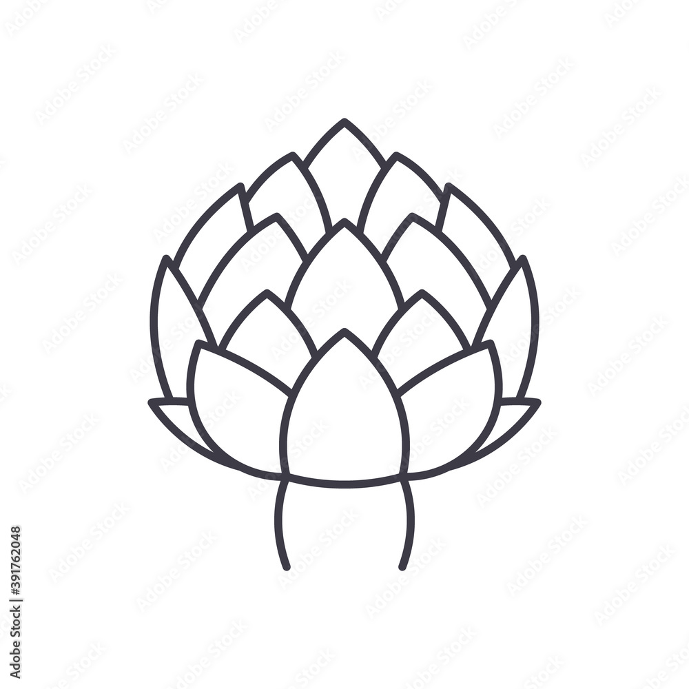 Artichoke icon, linear isolated illustration, thin line vector, web design sign, outline concept symbol with editable stroke on white background. Artichoke icon, linear isolated illustration, thin line vector, web design sign, outline concept symbol with editable stroke on white background.
