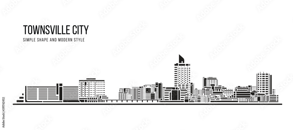 Cityscape Building Abstract shape and modern style art Vector design -   Townsville city
