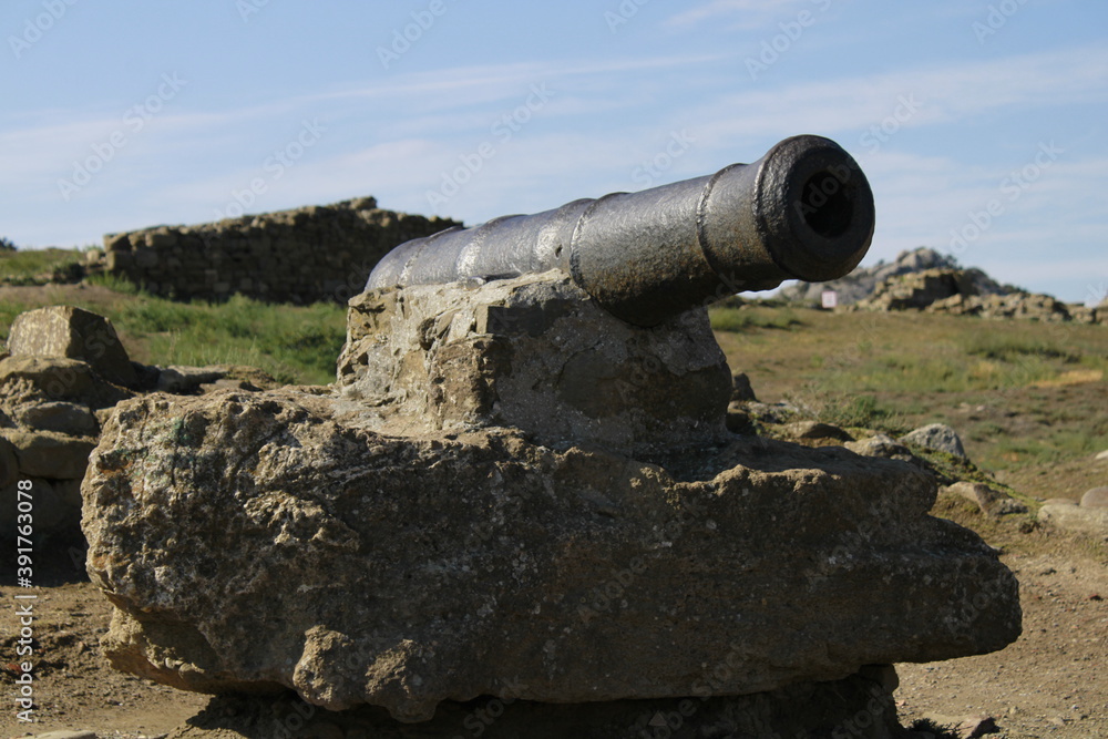 medieval cannon in the fortress Genoese fortress Sudak Crimea