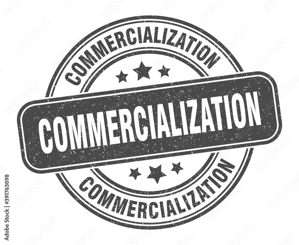 commercialization stamp. commercialization label. round grunge sign