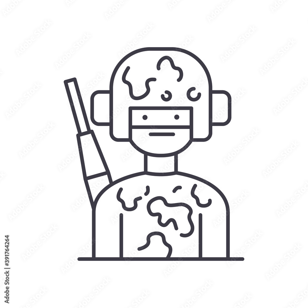 Army image icon, linear isolated illustration, thin line vector, web design sign, outline concept symbol with editable stroke on white background. Army image icon, linear isolated illustration, thin line vector, web design sign, outline concept symbol with editable stroke on white background.