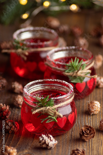 Christmas dessert jele with Christmas decoration photo