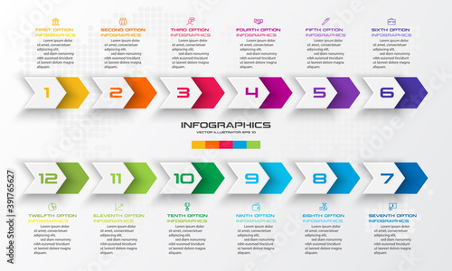 Timeline infographic template,Business concept with 12 options,Vector illustration.