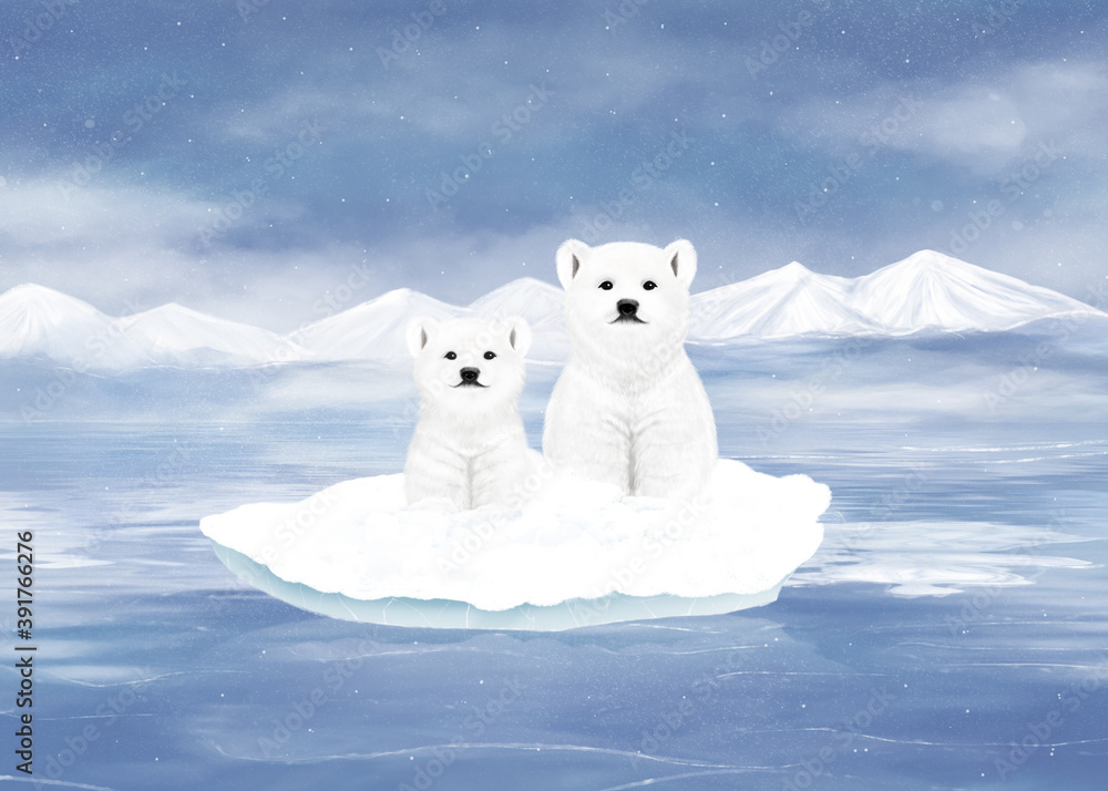 Two Polar Bears in the Northern Landscape Two Polar Bears in the Northern Landscape