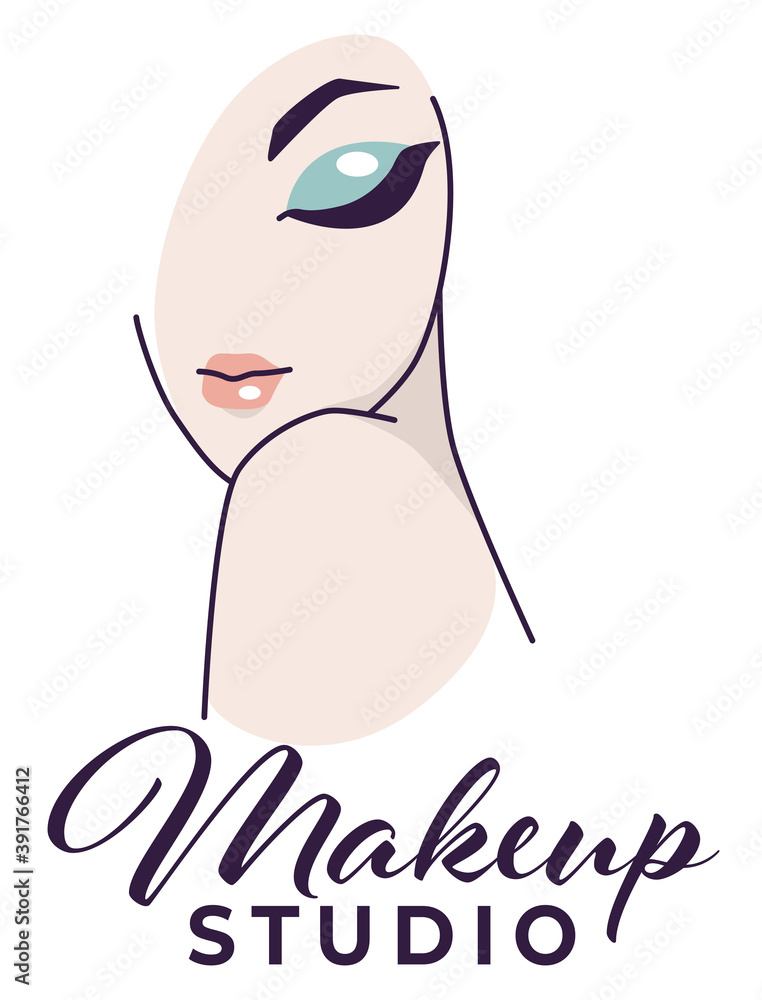 Makeup studio, beauty salon for females emblem Makeup studio, beauty salon for females emblem