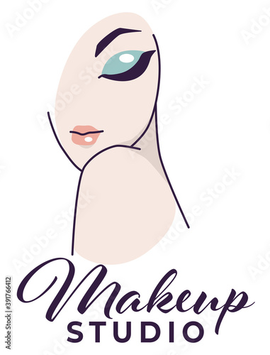 Makeup studio, beauty salon for females emblem
