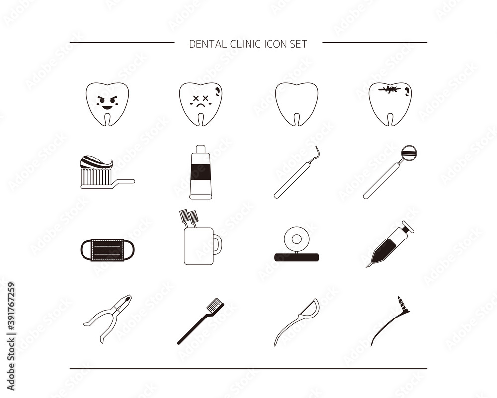Dentist tool kit for dental treatment vector illustration in a flat ...
