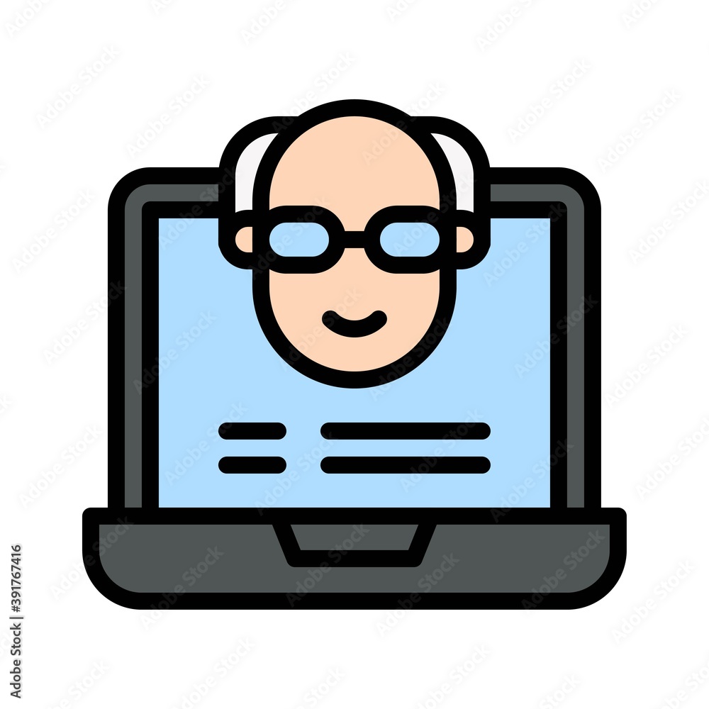 high school related laptop with teacher face with glasses vectors with editable stroke, high school related laptop with teacher face with glasses vectors with editable stroke,