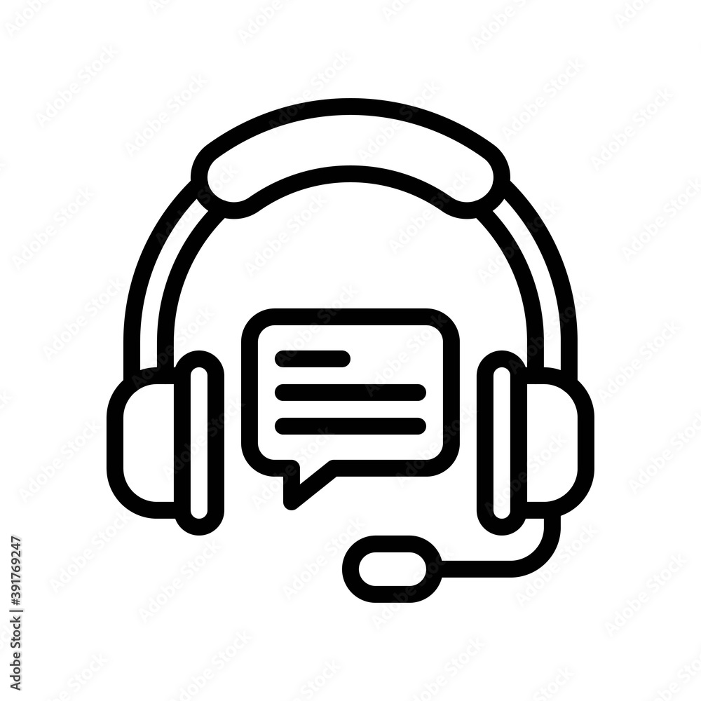 high school related headphone with microphone and popup vectors in lineal style,