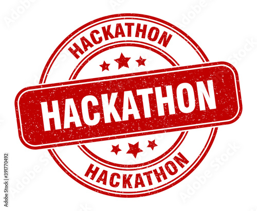 hackathon stamp. hackathon label. round grunge sign