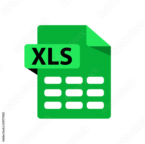 Vector green icon XLS. File format extensions icon. flat design style.
