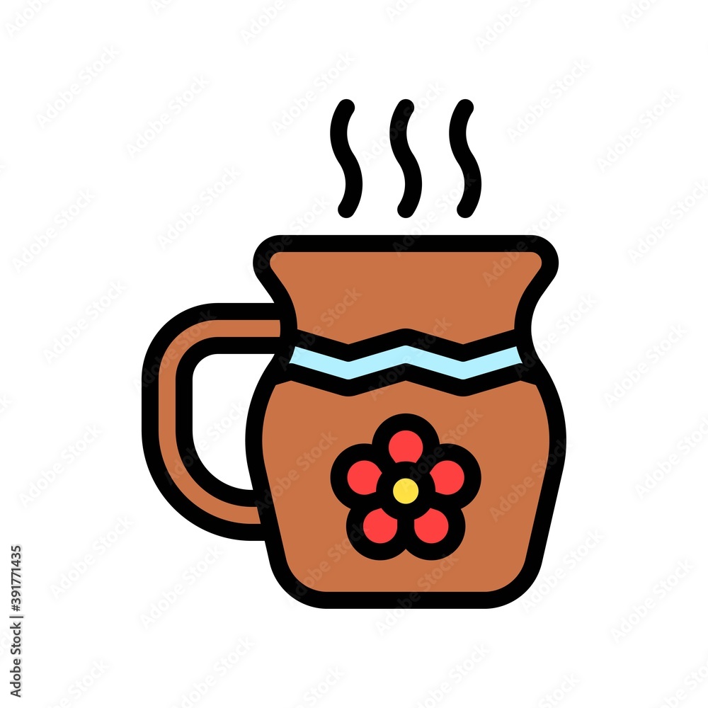 dia de los or muertos related muertos atole or jar vector with editable stroke,
