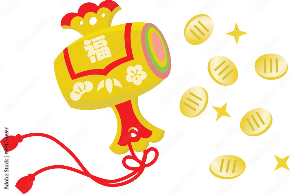 打ち出の小槌と小判のイラスト Stock Vector Adobe Stock