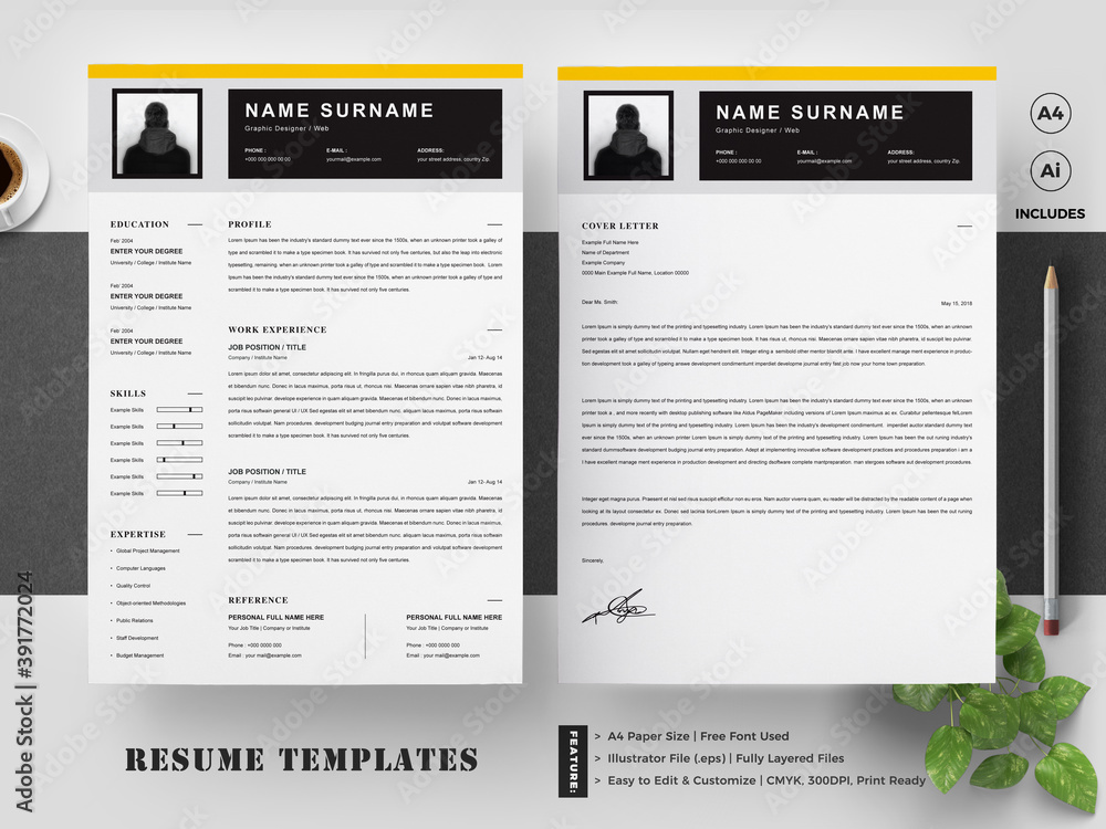 Resume Template Stock Vector Adobe Stock Resume Template Stock Vector Adobe Stock