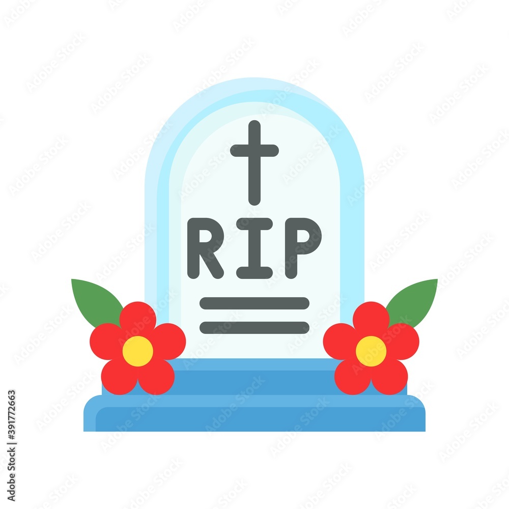 dia de los or muertos related muertos rest in peace with flowers vector in flat style,