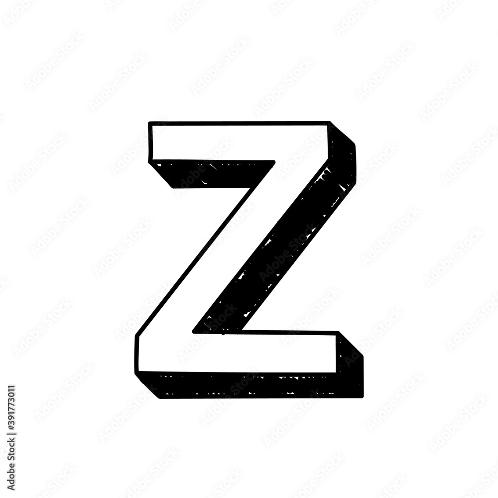Z letter hand-drawn symbol. Vector illustration of a big English letter Z. Hand-drawn black and white Roman alphabet letter Z typographic symbol. Can be used as a logo, icon Z letter hand-drawn symbol. Vector illustration of a big English letter Z. Hand-drawn black and white Roman alphabet letter Z typographic symbol. Can be used as a logo, icon