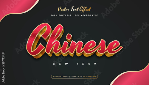 3d luxury red and gold text style with embossed effect
