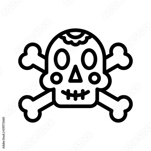 dia de los or muertos related muertos skull with teath vector in lineal style,