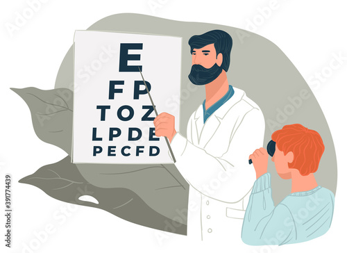 Examining sight at doctors, ophthalmology health