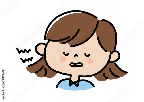 歯ぎしりをしながら眠る女の子のイラスト