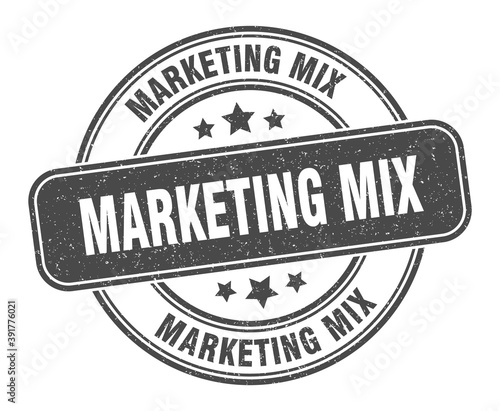 marketing mix stamp. marketing mix label. round grunge sign