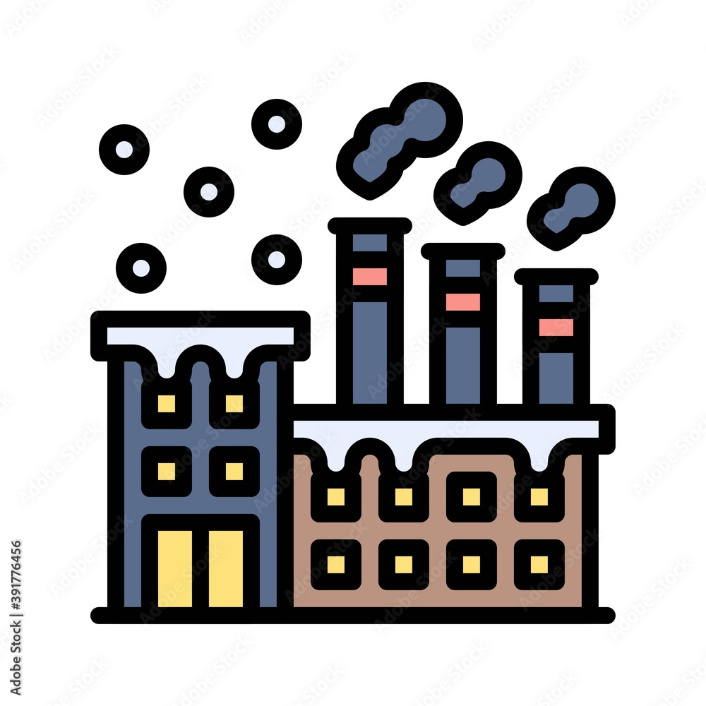 Obraz premium snow town in winter related factory building with windows and ice vectors with editable stroke,